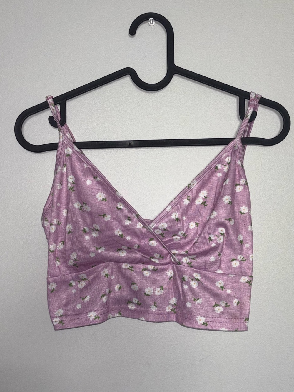 SHEIN Lavender Floral Ruched Crop Cami